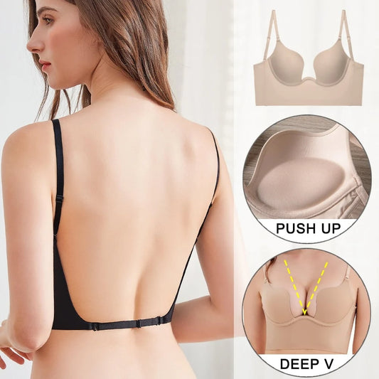 🔥Buy 1 Get 1 Free -🌷Deep U Plunge Push Up Backless Bra