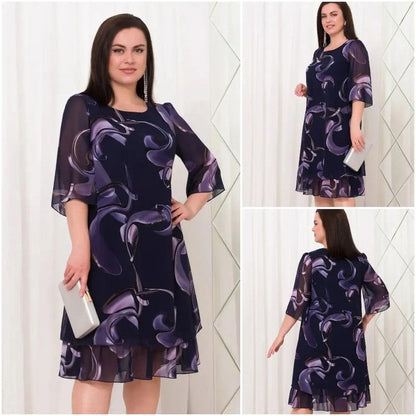 💕Abiti eleganti in chiffon stampato con nuove maniche arricciate del 2025.