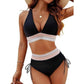 🌸Saldi estivi 49% DI SCONTO🩱Set bikini a blocchi di colore con controllo del ventre a vita alta