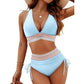 🌸Saldi estivi 49% DI SCONTO🩱Set bikini a blocchi di colore con controllo del ventre a vita alta