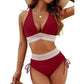 🌸Saldi estivi 49% DI SCONTO🩱Set bikini a blocchi di colore con controllo del ventre a vita alta