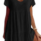 Abito in tessuto casual a maniche corte con scollo a V in misto cotone taglie forti