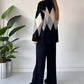 Set di maglione e pantaloni a rombi a blocchi di colore